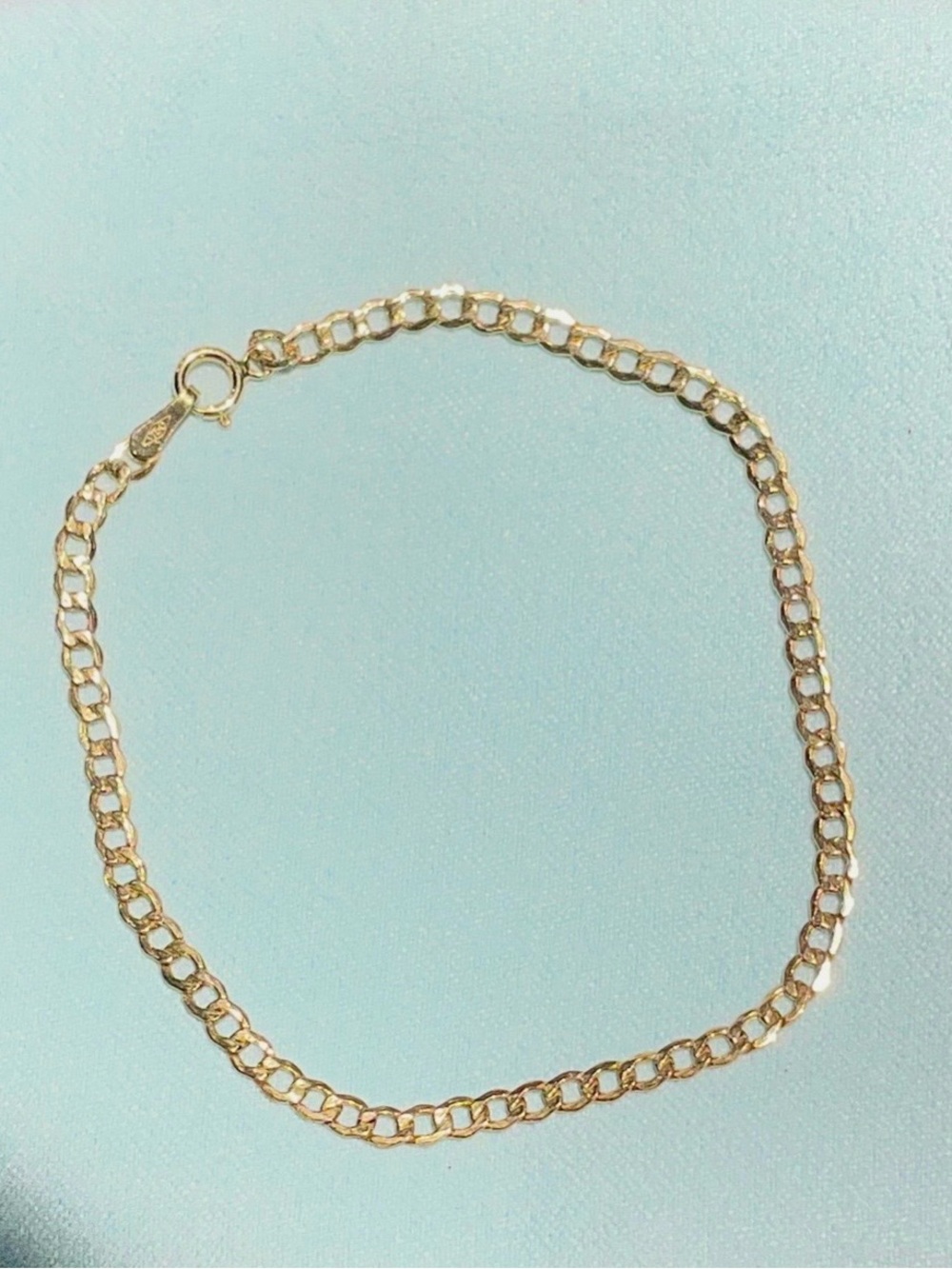 18K Solid Yellow Gold Cuban Link Dainty Chain Bracelet Approx 6" Marked 750